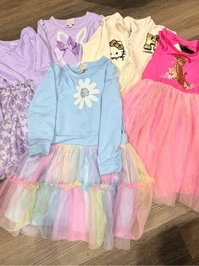 5 dress bundle. Pink and violet, Epic threads, hello kitty, lilt. Size 4